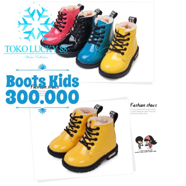 IMPORT Boots Kids Winter waterproof Musim Dingin Anak Lapis Bulu anti air salju