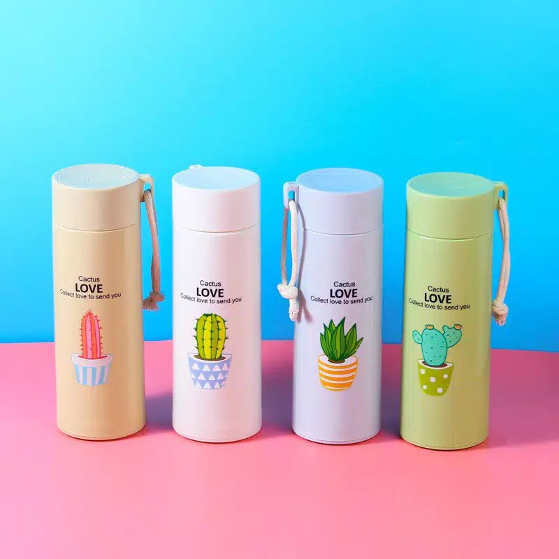 Souvenir Botol Minum Kaca Unik Motif Kaktus  - Botol Minum viral Tumbler Anak