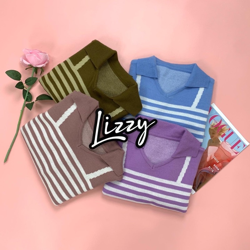 Lizzy - KNITWEAR SWEATER CROPTY BELVA STRIPE PREMIUM