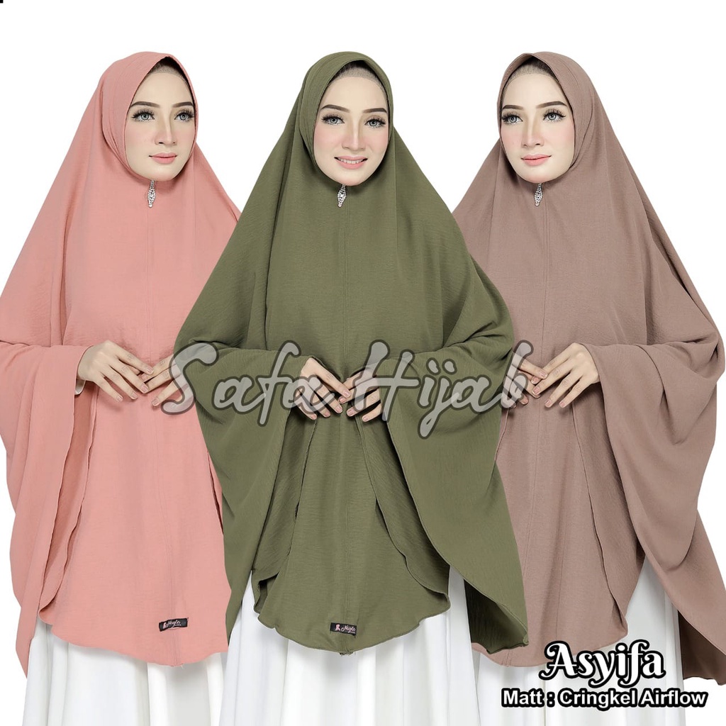 Jilbab Instan Crinkle Airflow Khimar Airflow crinkle Premium Asyifa Jilbab Bergo Pet Airflow Anti Kusut Safa Hijab