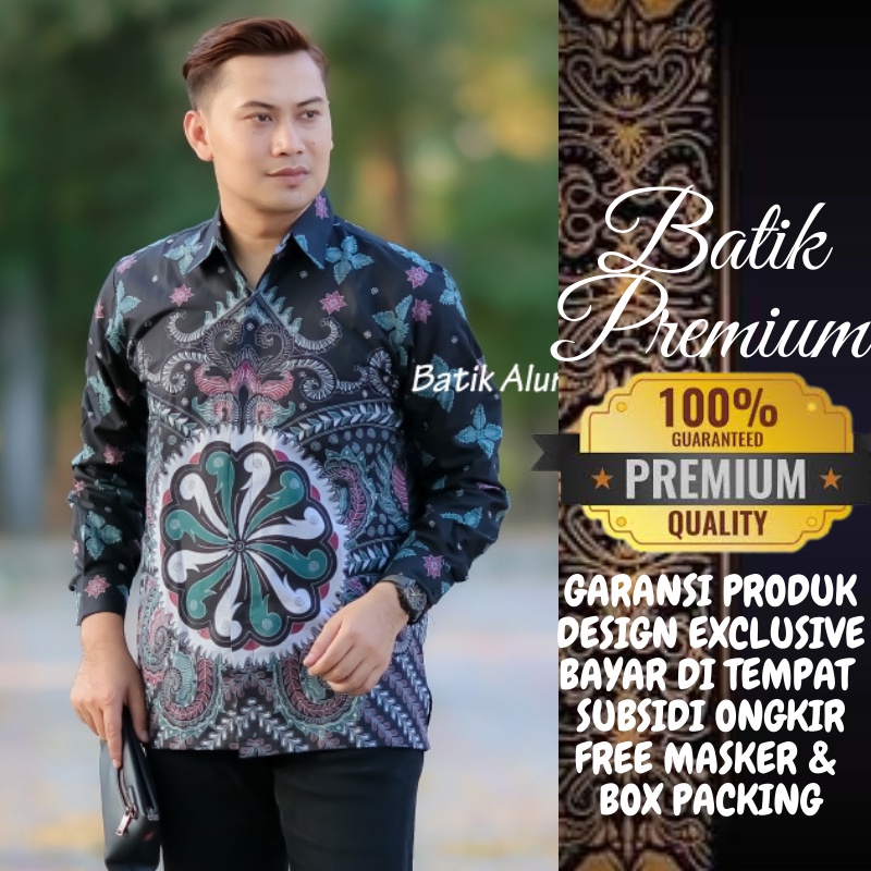 Kemeja Batik Pria Lengan Panjang Slim fit Alisan Kerja Kantor Dinas Formal Pria Aluna NS 101