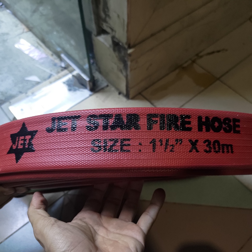 Fire Rubber Hose Karet 1.5 x 30 M Selang Pemadam 1,5 30m Coupling