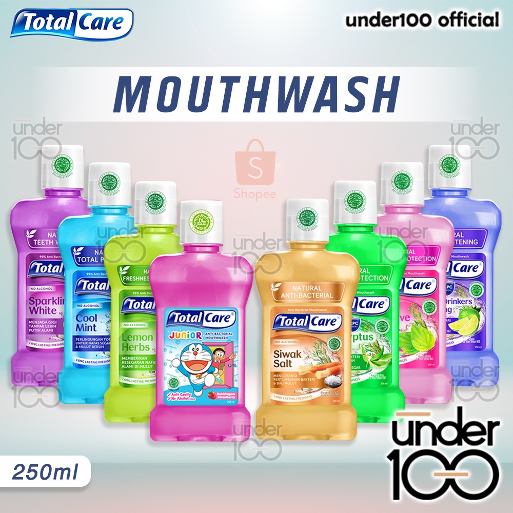 ❤ Under100 ❤ TOTAL CARE Anti-Bacterial Mouthwash 250ml | No Alcohol | Natural Obat Kumur | Pembersih Mulut | Nafas Segar | Mulut Bersih