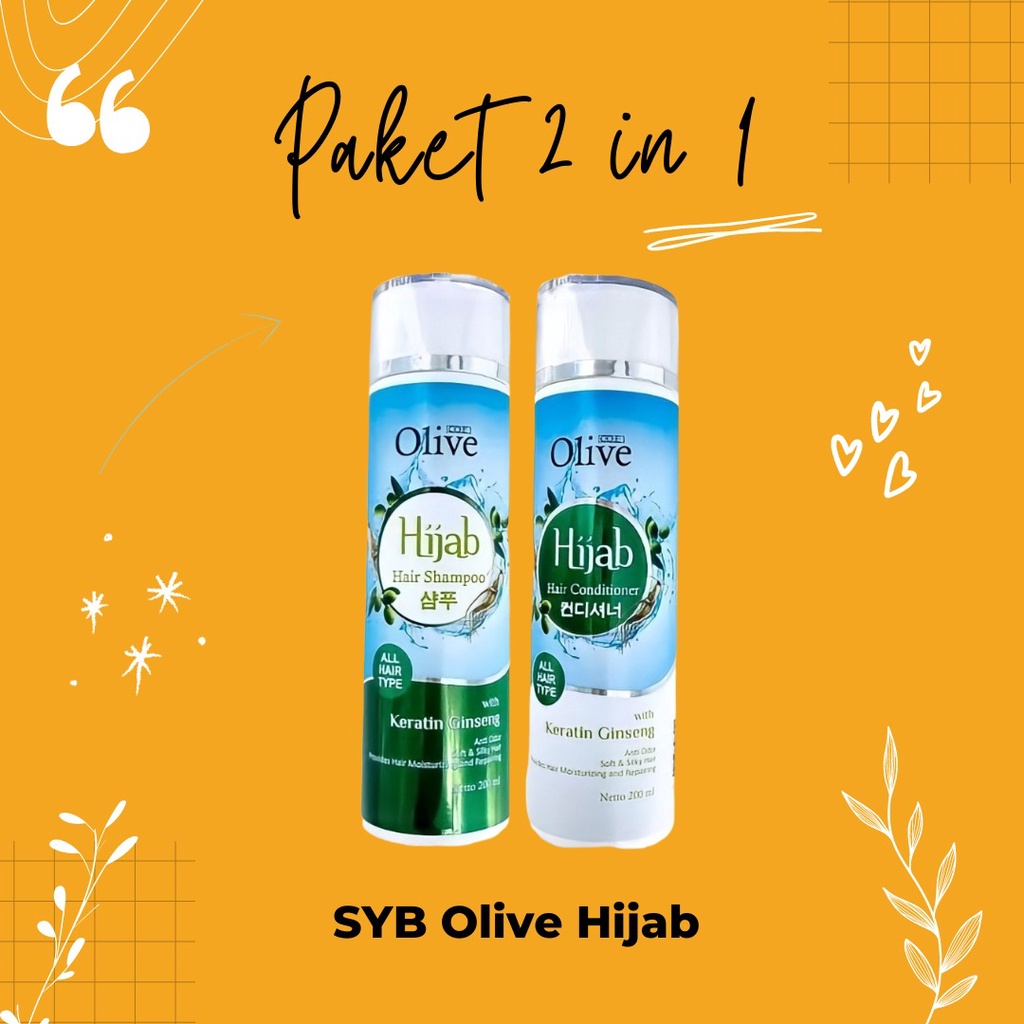 [ORI] SYB Olive Hijab Paket 2in1 Shampoo + Conditioner Perawatan Rambut Wanita Berhijab - 200ml BPOM