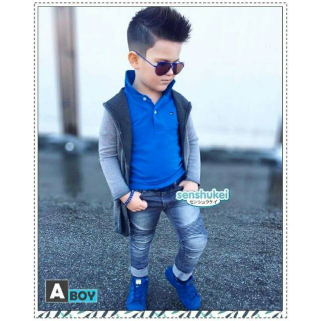 Polo blue jacket / baju setelan anak cowok jaket jeans