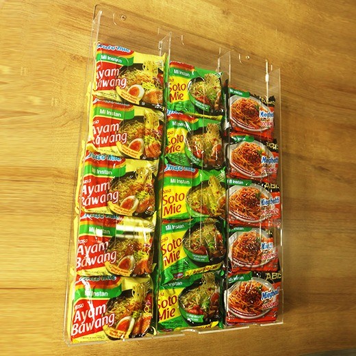 Akrilik rak mie / akrilik rak indomie / display mie / rak display mie