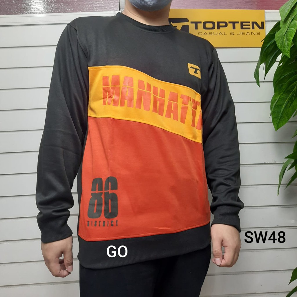 gof SWEATER TOPTEN OBLONG Pakaian Pria Outerwear Sweater Original Casual Santai Motif Lengan Panjang