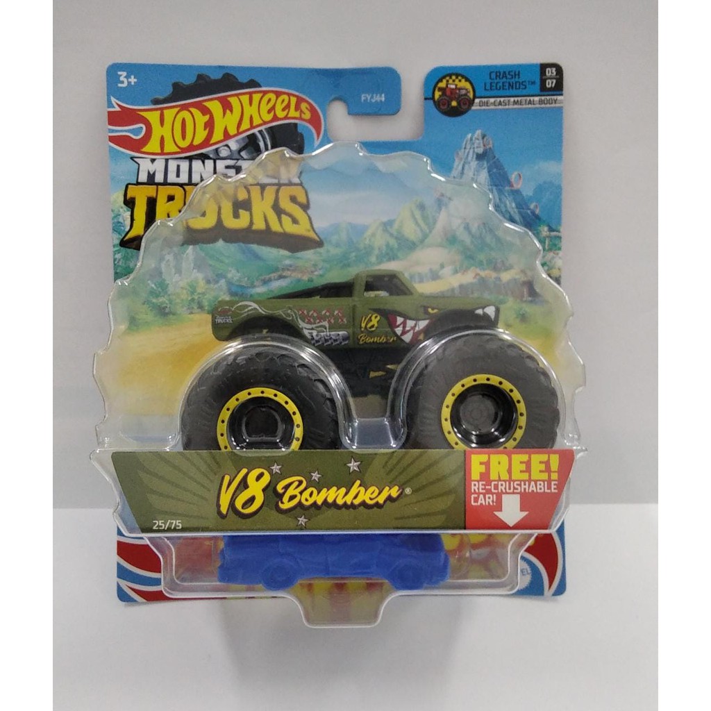 Monster Trucks V8 BOMBER Jam Diecast Mobil Kartun Mainan Anak Skala 1/64 HW Hot Wheels Hotwheels