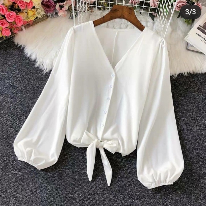 *[NSFK] Blouse / Atasan Wanita Korea / Blouse Wanita / Pakaian Atasan Wanita Polos Lengan Panjang