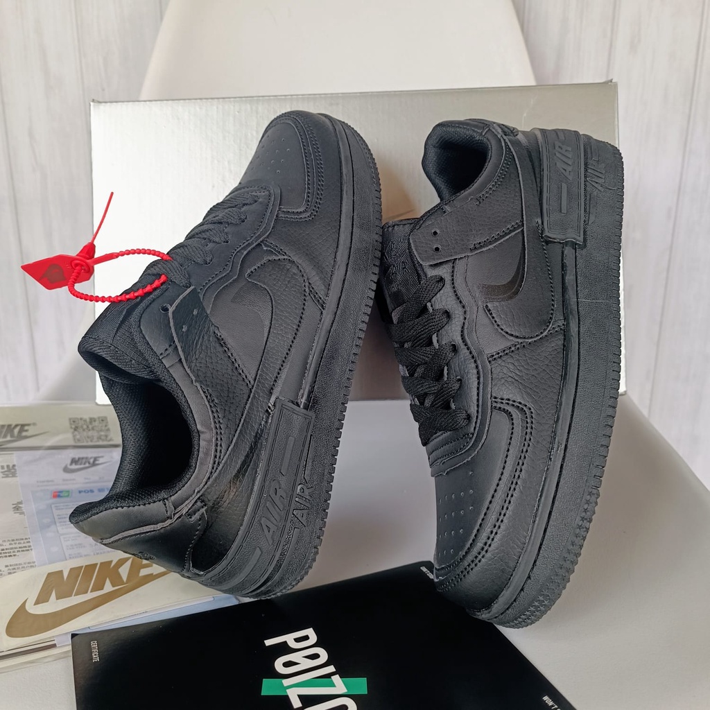 Diskon Sepatu Wanita Premium Import Nike Air Force 1 Shadow Triple Black Low