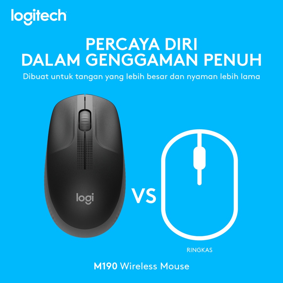 Logitech M190 Mouse Wireless Full Size - Garansi Resmi 1 Tahun