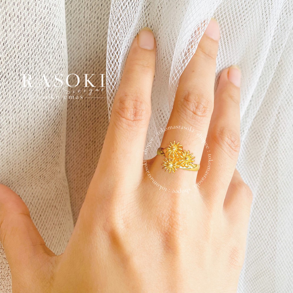 CINCIN EMAS ASLI BUNGA 3-5gram EMAS TOBA EMAS 24 KADAR 99,9% | TOKOMASRASOKI