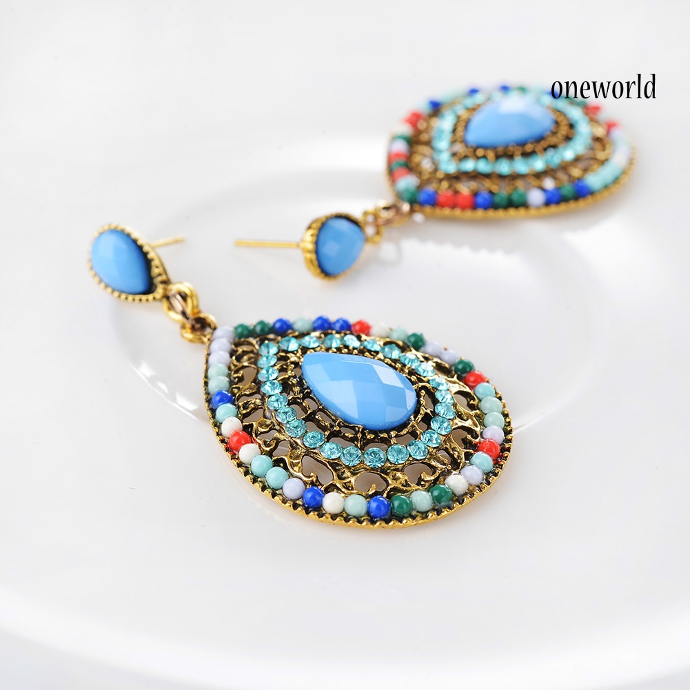 OW# Boho Women Rhinestone Water Drop Dangle Ear Stud Earrings Party Jewelry Gift