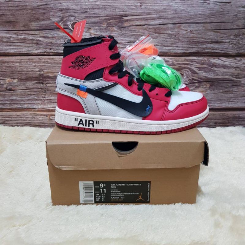 Sepatu Nike Air Jordan 1 High x Off-White Red