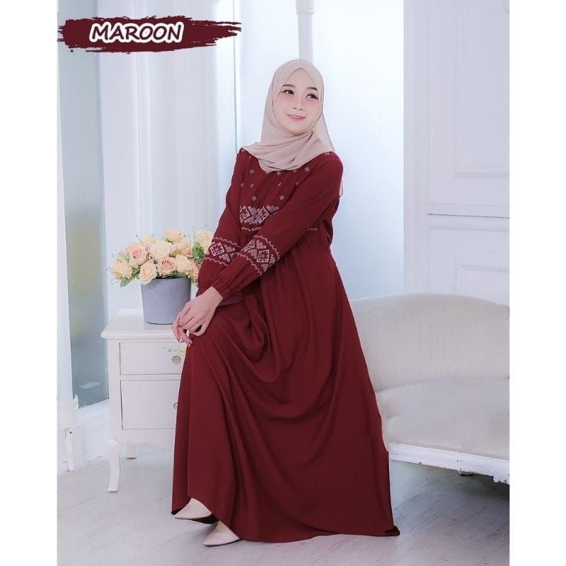 GAMIS BORDIR PREMIUM MURAH DRESS MAXY DZIFA  REALPICT ITYCREPE KUALITAS TERBAIK