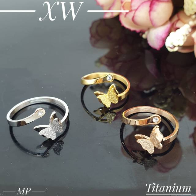 Cincin titanium kupu 3 warna C11055