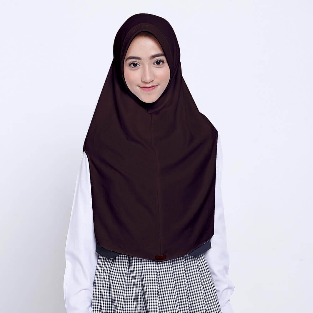 Kerudung Anak / Kerudung Sekolah ZOYA / Hijab Instan - CEMERLANGMINI COKLAT