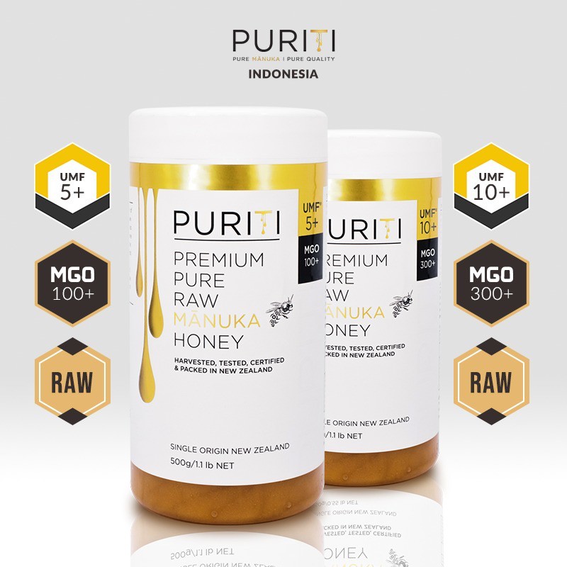 

Puriti Manuka Honey 500 gram UMF 5+,10+ (2 pack deal:1 UMF 5,1 UMF 10)