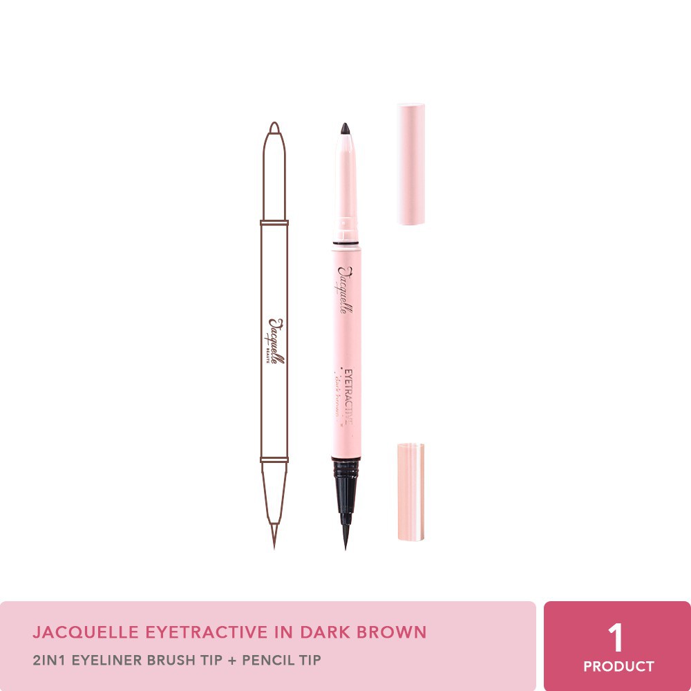 Jacquelle Eyetractive Multitasking (Double-Tip Eyeliner Pen) Brush Waterproof BPOM