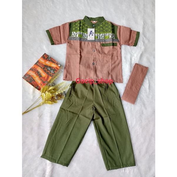Baju koko anak bordir lengan pendek kombinasi dua warna F2