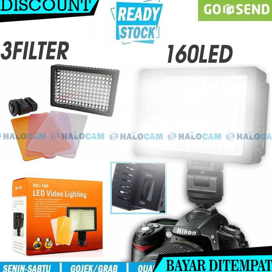 (BAYAR DITEMPAT) HD-160 VIDEO LIGHTING LED CAMERA - 160LED FOR DSLR CANON, SONY, NIKON NA2836