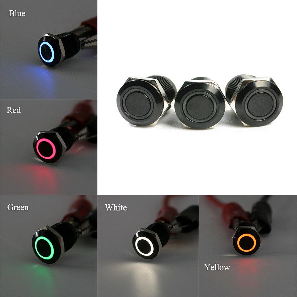 Suyo 12mm Push Button Gadget 12V 4Pin Saklar Momentary Hitam