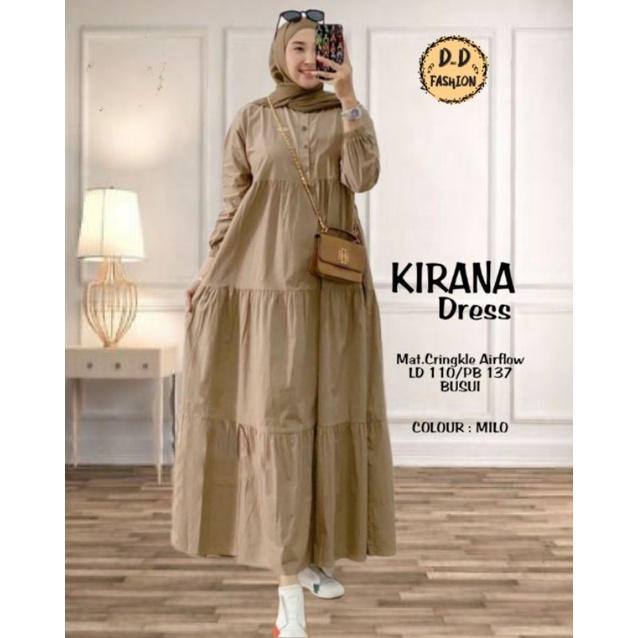 KIRANA GAMIS WANITA MATERIAL CRINGKLE AIRFLOW BAHAN ADEM TERBARU BY DnD