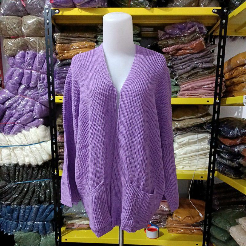 OVERSIZE LAVELLA PREMIUM CARDIGAN RAJUT TEBAL-Lilac