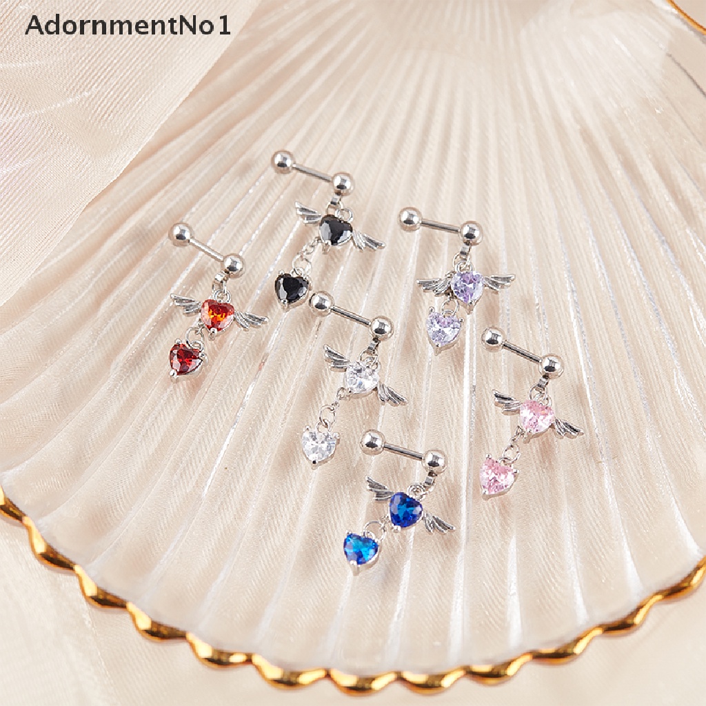 (AdornmentNo1) 1pc Anting Tindik Tulang Rawan Telinga Desain Sayap Malaikat Bahan Stainless Steel