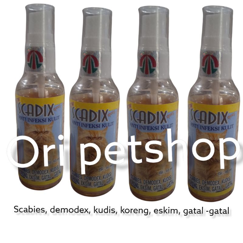 scadix spray 60 ml - obat jamur scabies demodectic kudis koreng gatal gatal - untuk kucing