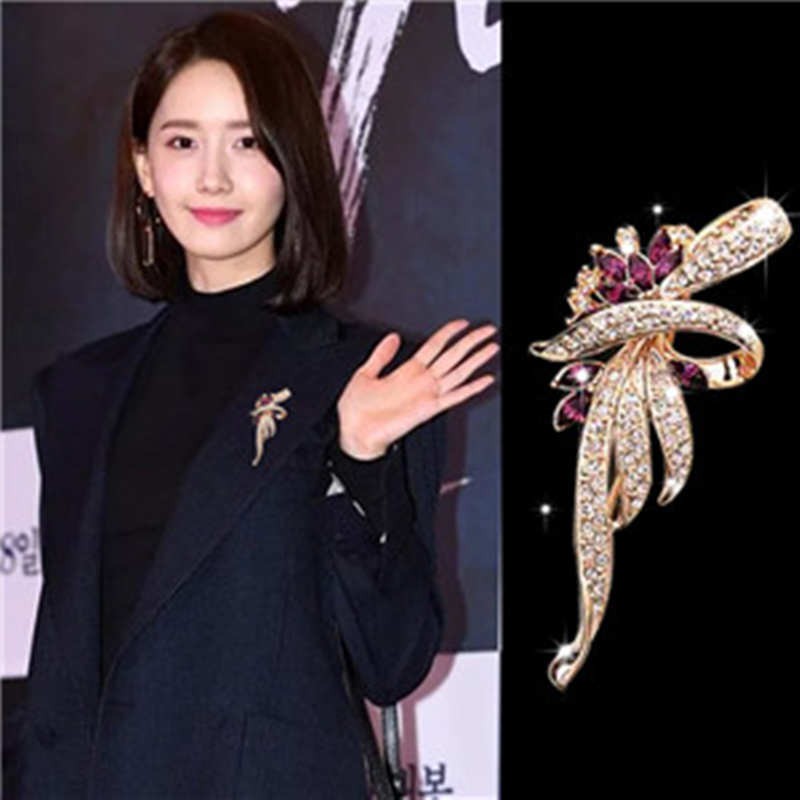 【Dalam Persediaan】 2020 baru Korea high-end busur berlian imitasi warna-warni karangan bunga mutiara bros serbaguna aksesoris populer liar-4