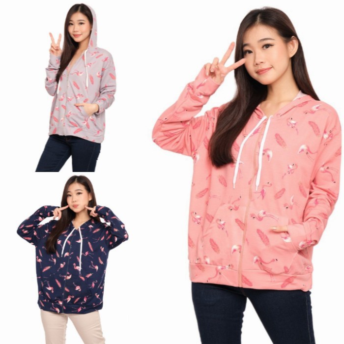 Jaket Wanita jaket sepeda wanita motif sweater cewe hoodie cewe L XXL(W9Y0) TERBARU Hoodie Wanita Cr