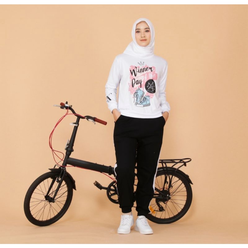 [Availlable]Setelan Baju Olahraga Muslimah | One Set Atasan-Celana Baju Olahraga