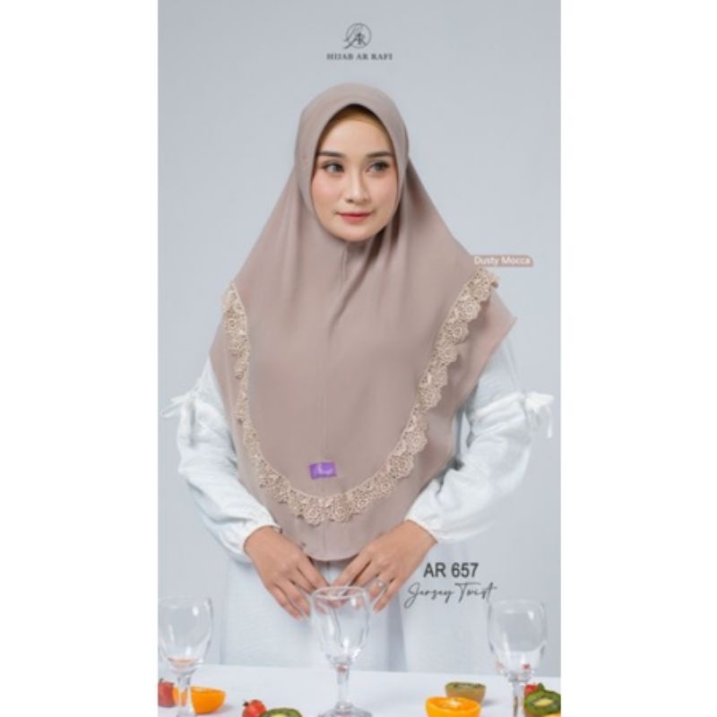 AR 657 HIJAB AR RAFI /HIJAB AR RAFI TERBARU/ Hijab pet antem/Hijab Renda/Hijab Terbaru instan