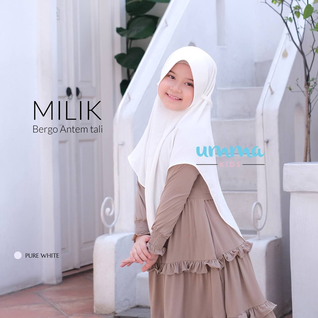 Umma Syari Bergo Milik bahan bianca crinkle Hijab Instan Antem griya_mey-pure white