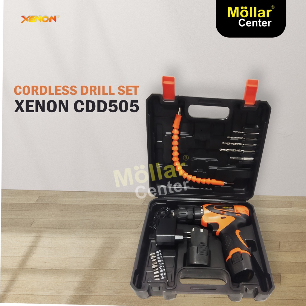 Mesin Bor Baterai XENON CDD505 12v Cordless Drill Heavy Duty Bor Tanpa Listrik Bor Koper Set