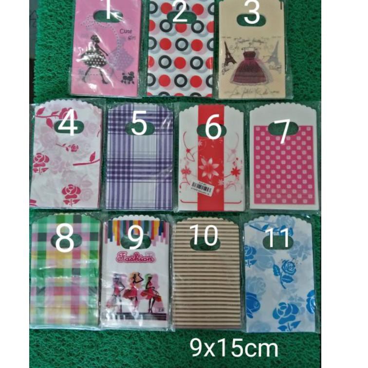 

TERBARU Tas plong mini motif 2 sisi, kemasan kresek fashion, 9x15cm (50 lbr)