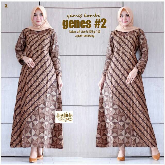 Gamis Kombi Genes #2 Batik Kombinasi Sogan Muslim Pesta