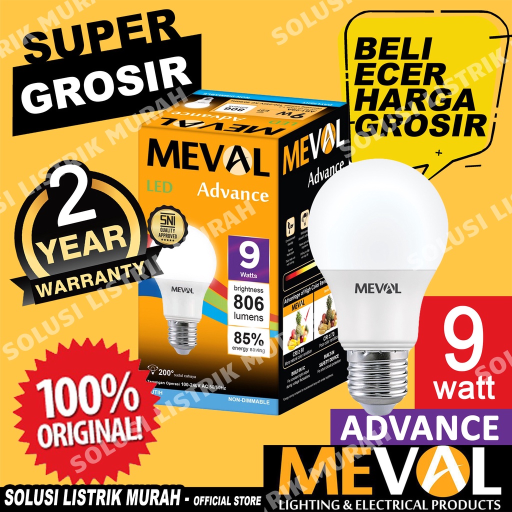 Meval Lampu LED Bulb Advance 9W - Putih