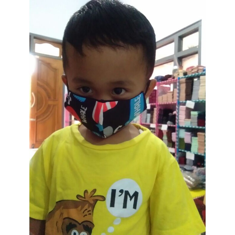 Masker Kain Anak 2 Lapis Duckbill Earloop Motif dan Polos (Katun Jepang+Katun Combed 30s) Adem Murah