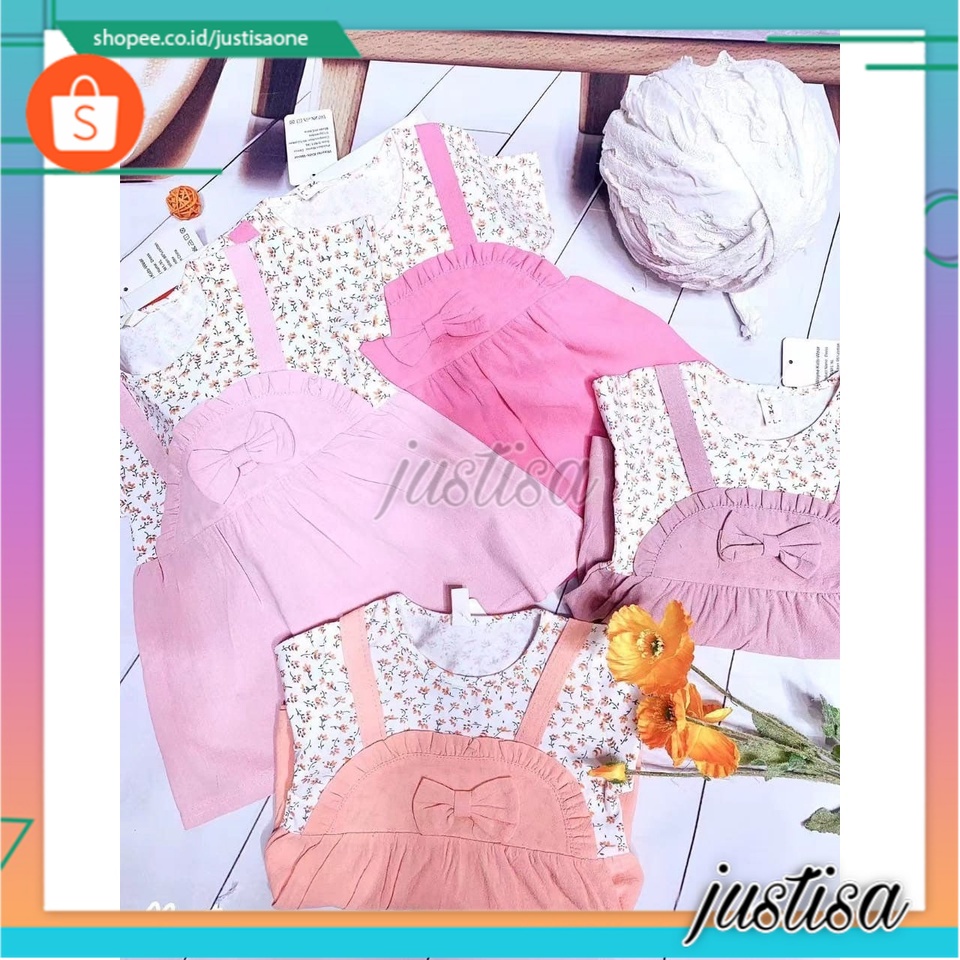 Promo !! Dress baby / Dress anak bahan katun / Dress home stalk ribbon ukuran 6 bulan - 2tahun