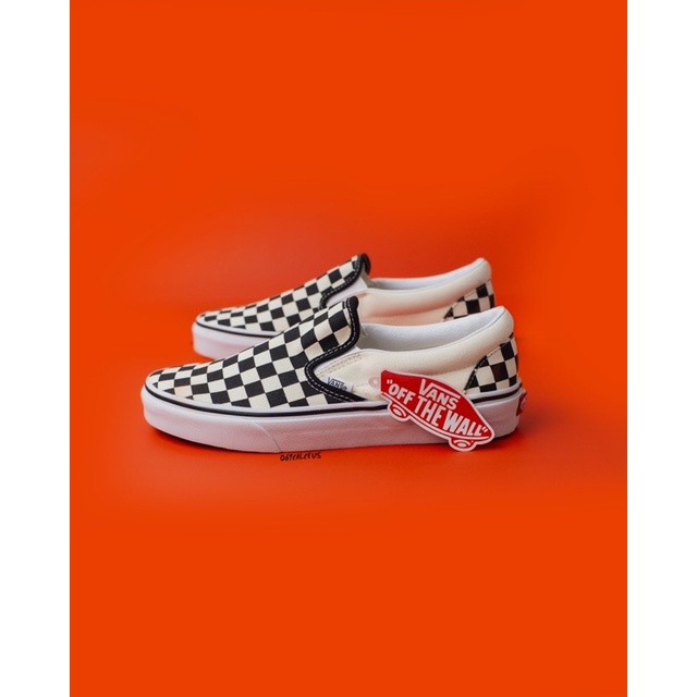 Vans Slip On Classic Checkerboard Black / White Resmi Navya 100% Original