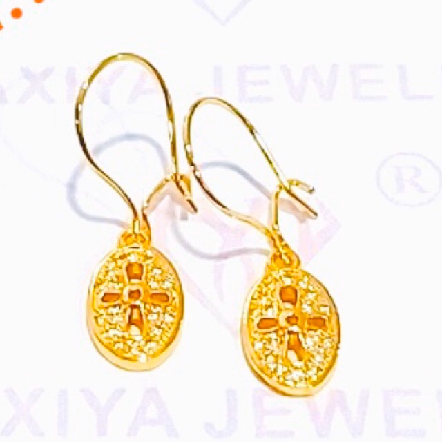 Anting wanita // anting koncer permata// anting gantung permata //anting lapis emas//perhiasan