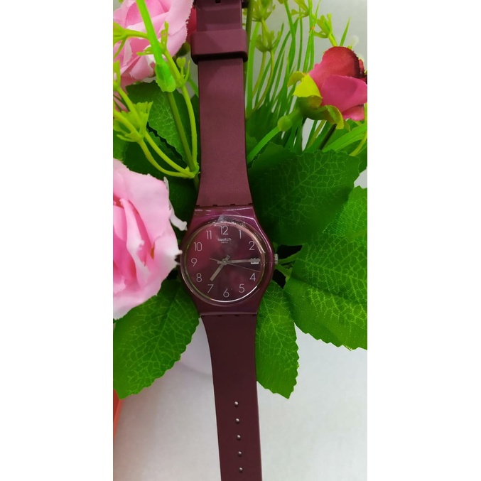 Swatch Analog Jam Tangan Wanita Karet Unisex GR405 REDBAYA Original