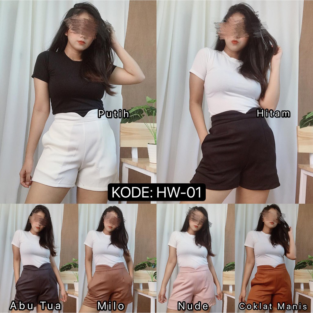 MAJOMER ® | HW01 V-HIGHWAIST SHORT PANTS SCUBA / CELANA PENDEK WANITA