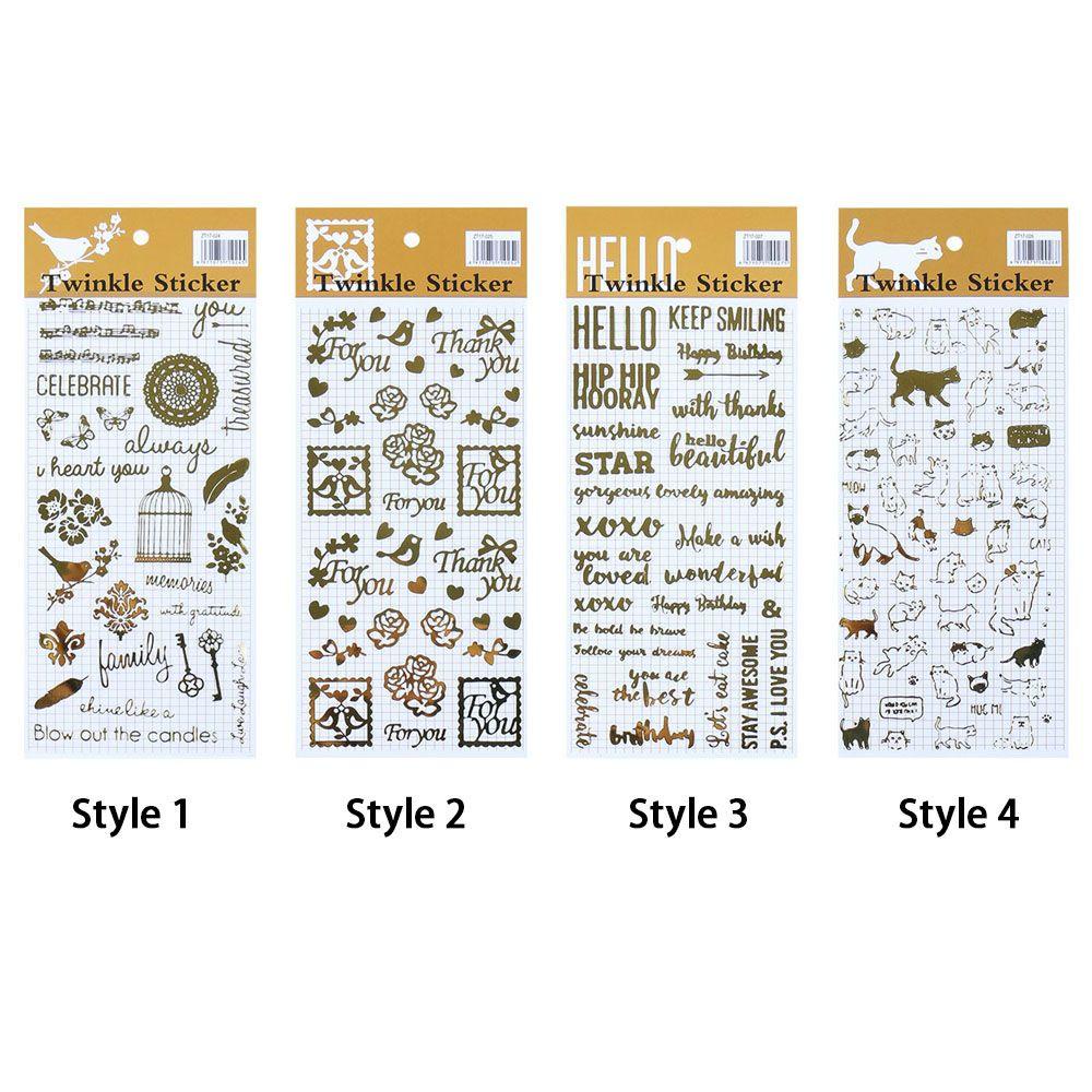 Populer Stiker Stamping Emas Perekat Tearable Gilded Flowers Stationery Diary Label Scrapbooking Tape