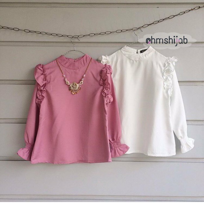 Atasan promo wanita / cewe jadde blouse white - tunik - top -  putih  - baju murah untuk kerja pesta