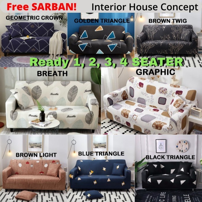 Cover Sofa 2 SEATER Stretch Elastis Sarung Sofa Kain Sofa Bed 2 Seater - 1 SEATER