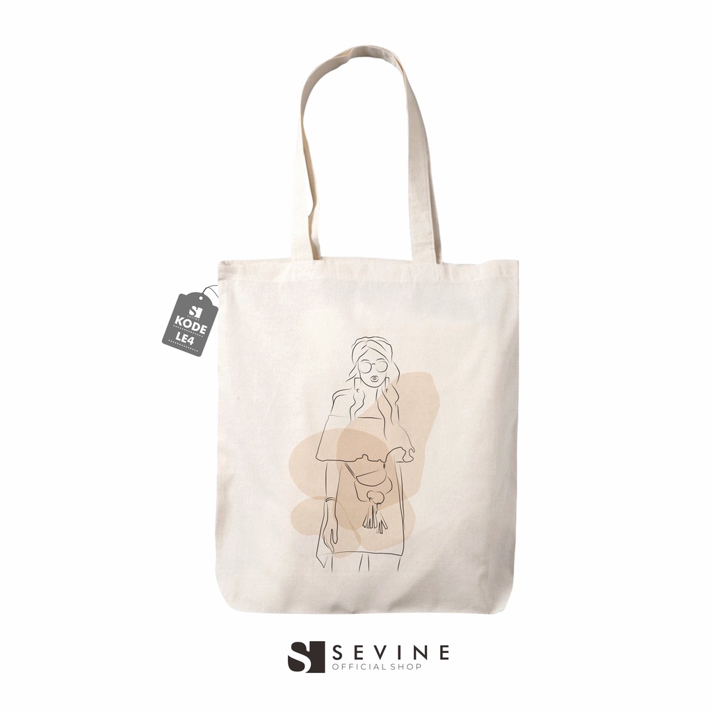 Sevine Totebag Drill Tas Fashion Wanita Tote Bag Resleting Acrylic Painting Series - LE