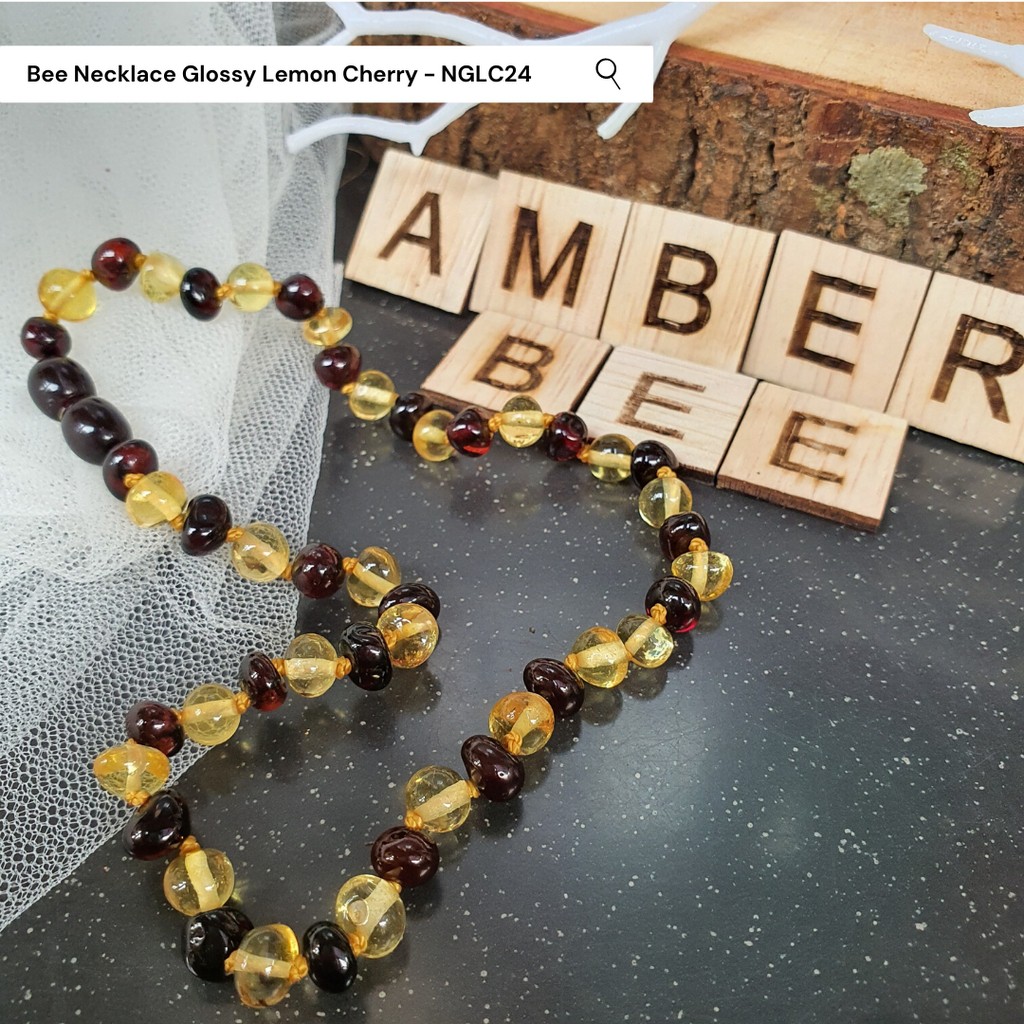 TERMURAH Kalung Amber Anak Cantik untuk Kesehatan Premium Glossy Lemon Cherry NGLC24 By Amber Bee